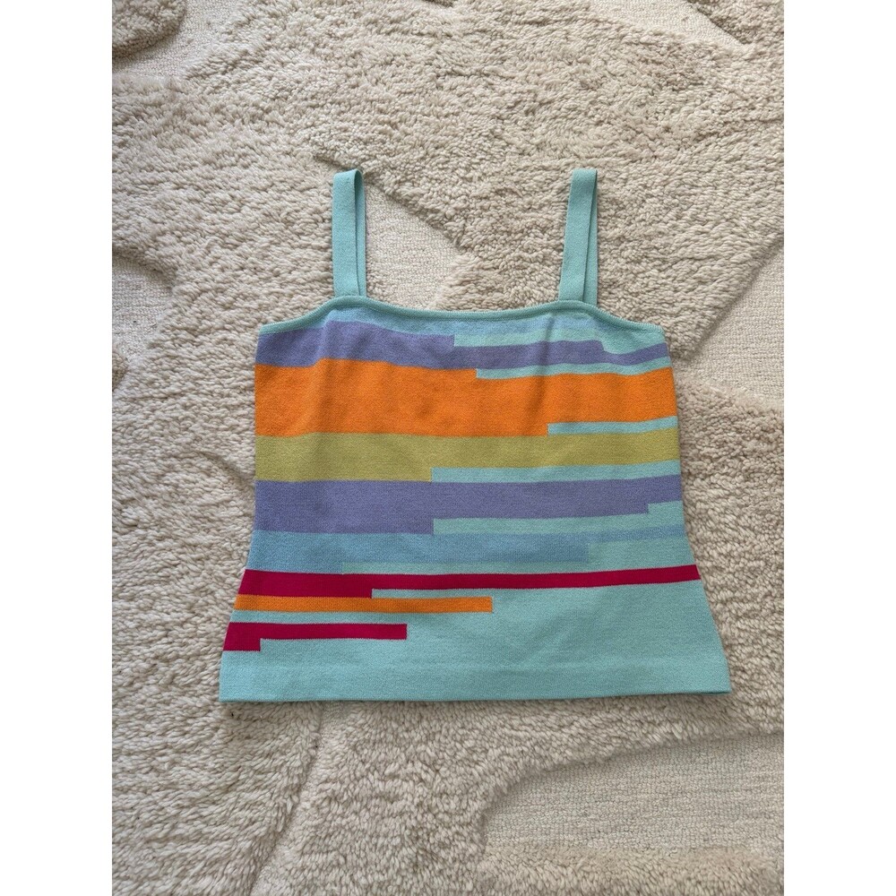 Vintage St. John Sport Knit Tank Top Stripe Y2K Crop Cami S